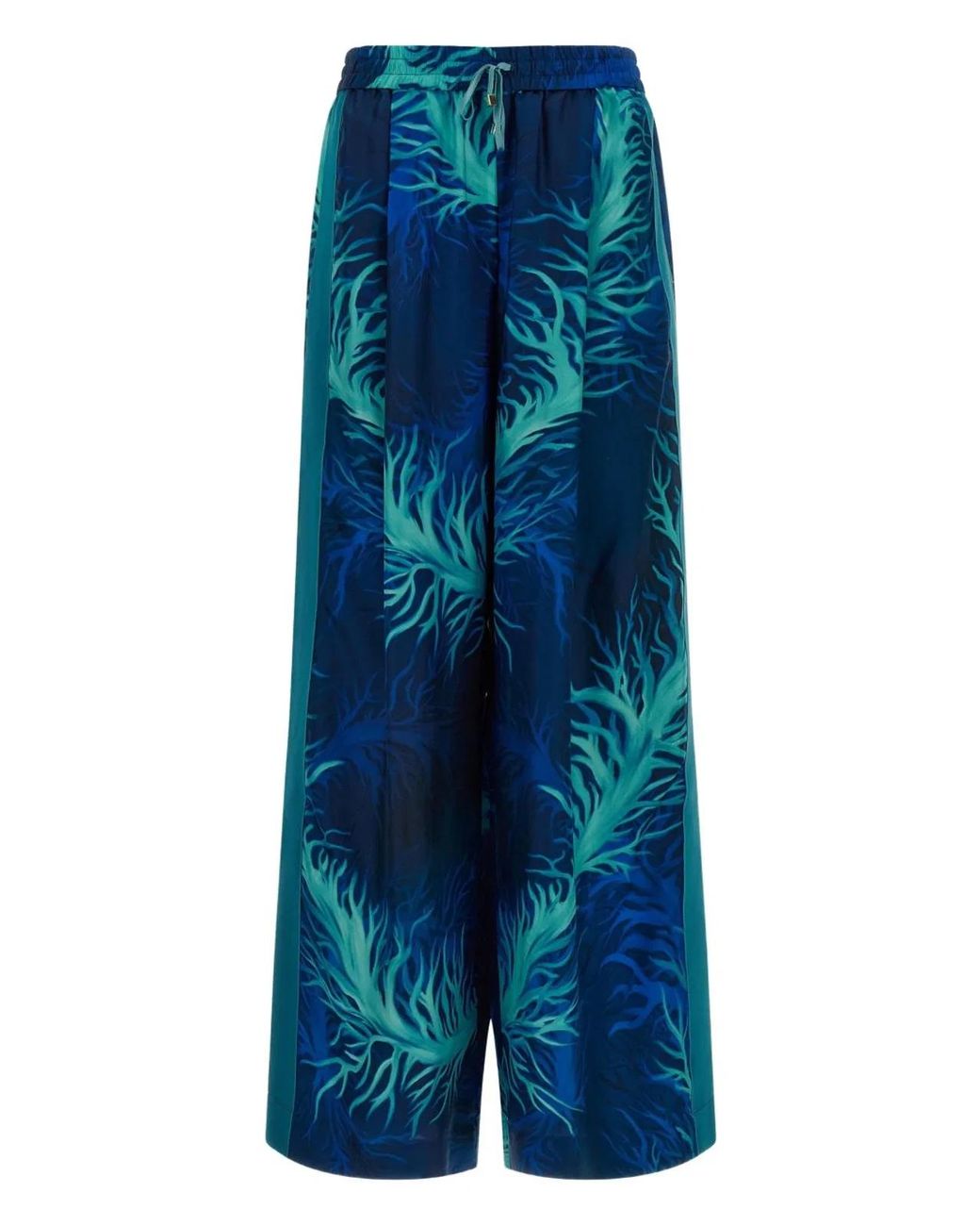 F.R.S For Restless Sleepers Blue Printed Silk Trousers