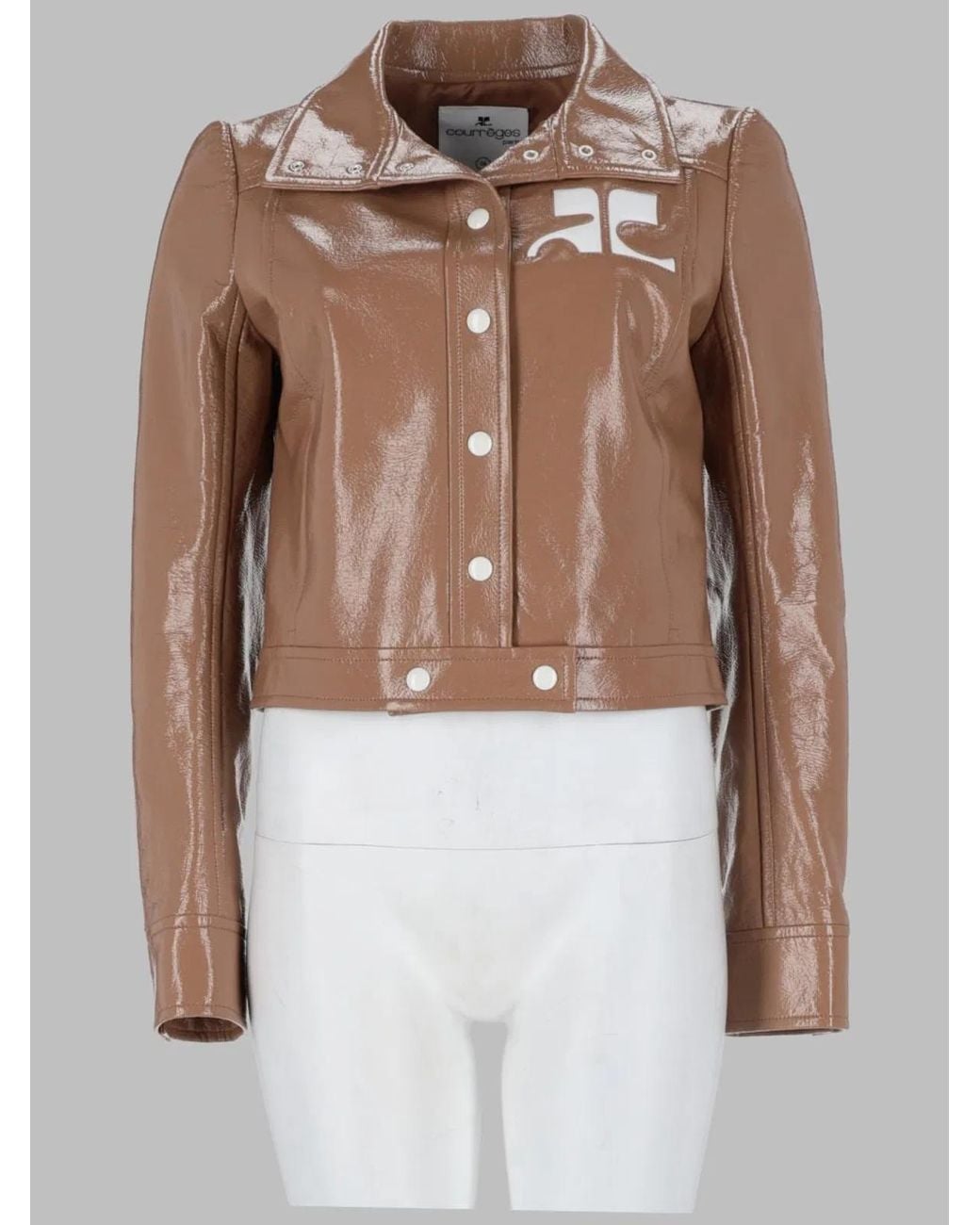 Courreges Brown Vinyl Jacket Reedition Cotton