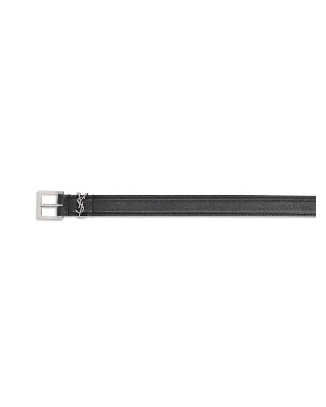 Saint Laurent Black Style Ysl Leather Belt For for men