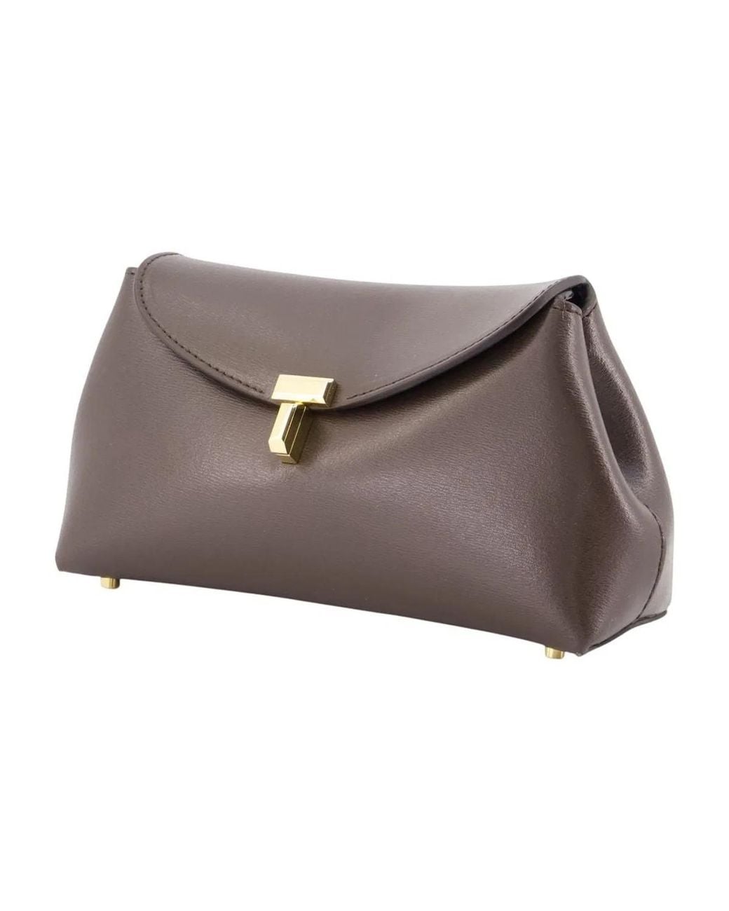 Totême  Brown Mini T-Lock Clutch
