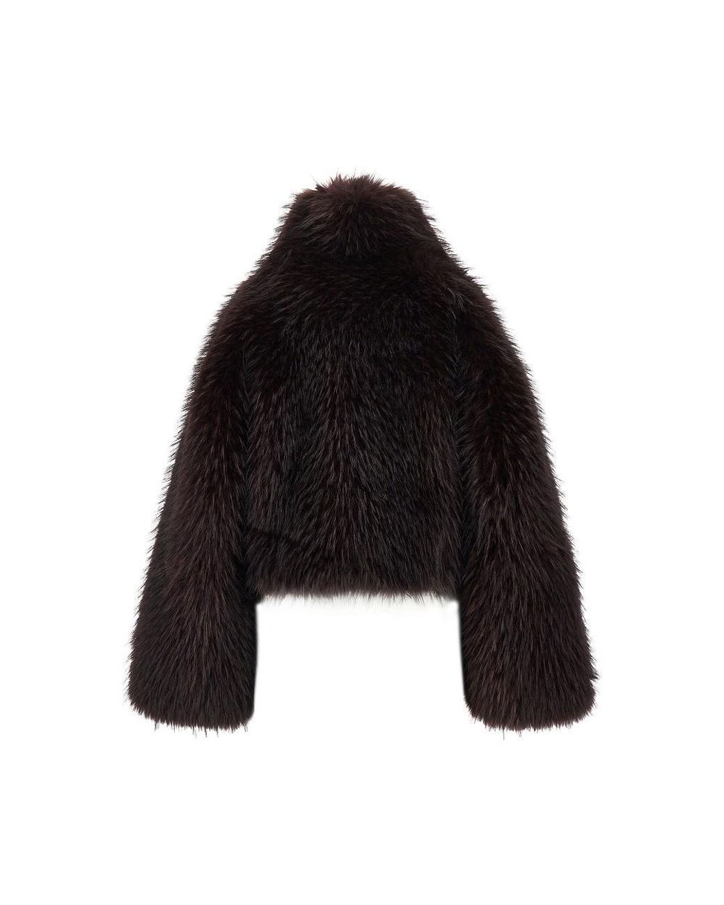 Pinko Black Faux Fur Cropped Jacket