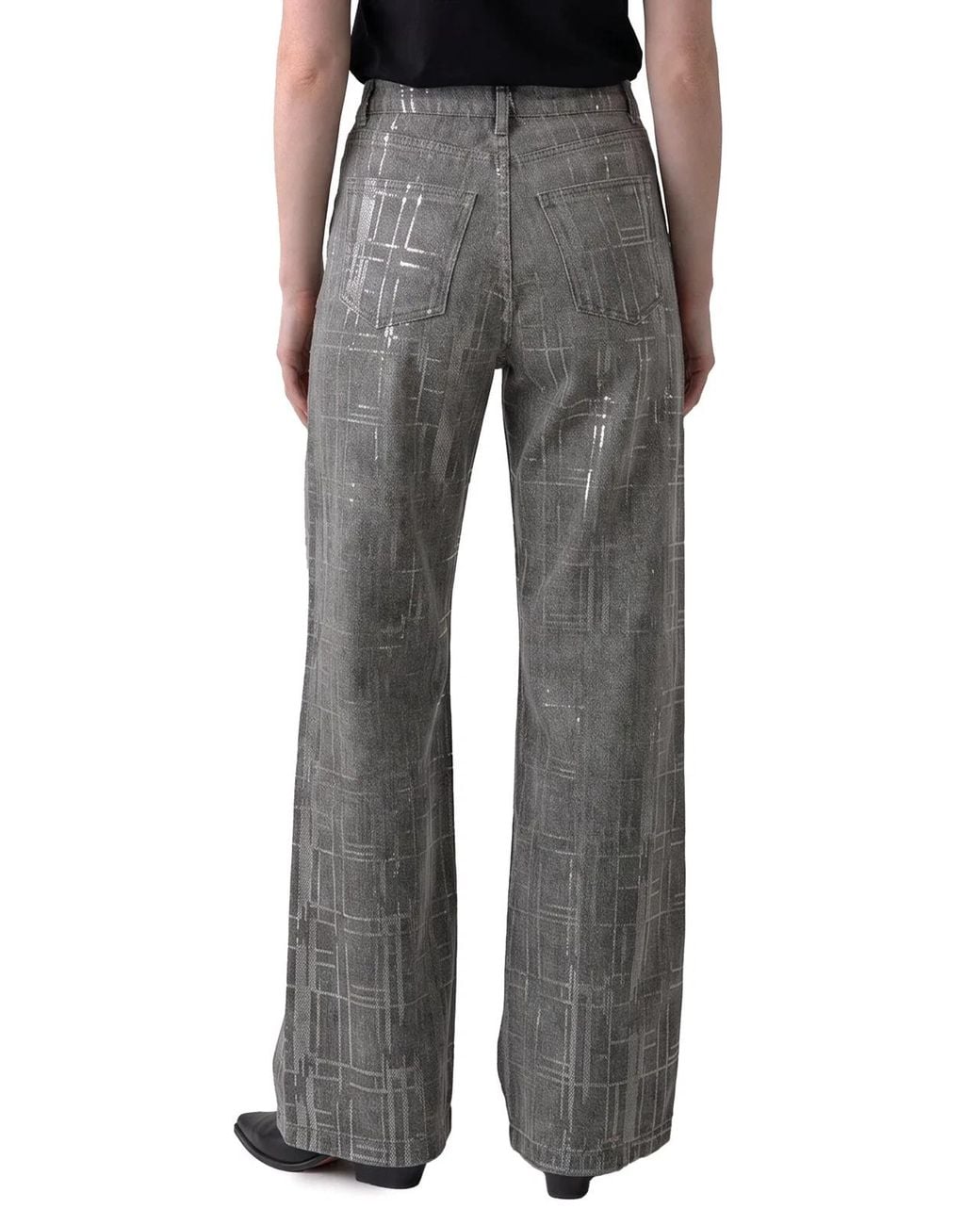 FEDERICA TOSI Gray Jeans With Sequin Embroidery