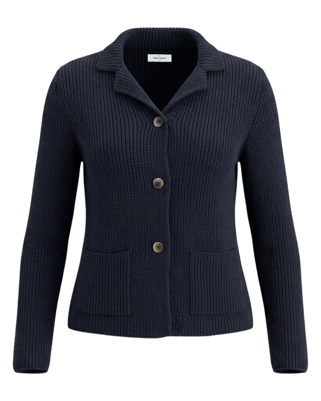Gran Sasso Blue Pearl Rib Knit Jacket