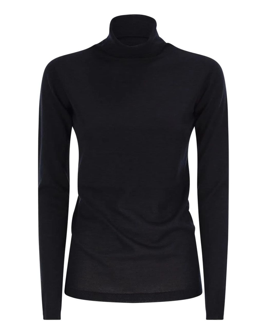 Fabiana Filippi Black Cashmere And Silk Roll-Neck Jumper With An Essential Silhouette