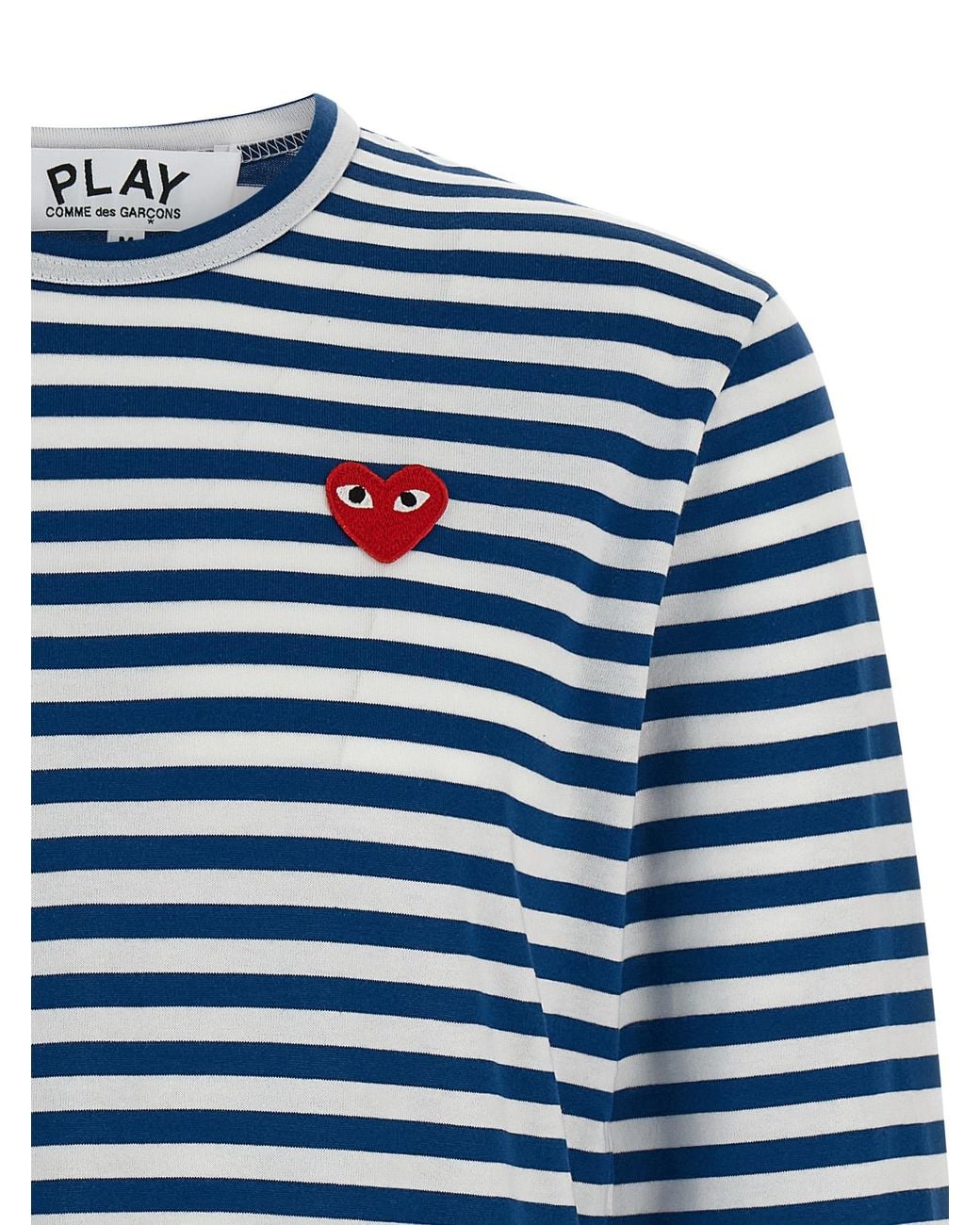 COMME DES GARÇONS PLAY Blue Logo Patch Stripes T-Shirt