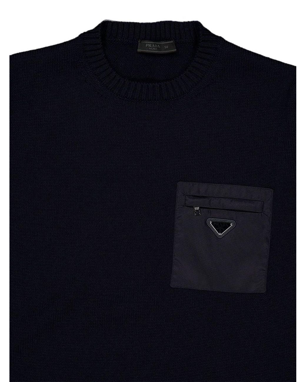 Prada Blue Virgin Wool Sweater for men