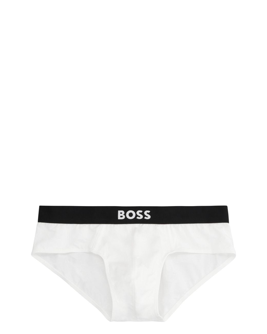 Boss Black Set Of Three Cotton Briefs With Logoed Elastic Band for men
