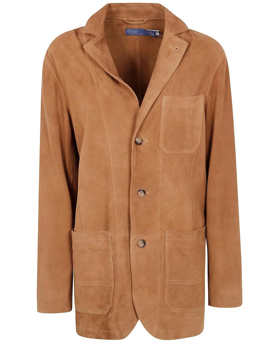 Polo Ralph Lauren Brown Suede Jacket With Three Buttons