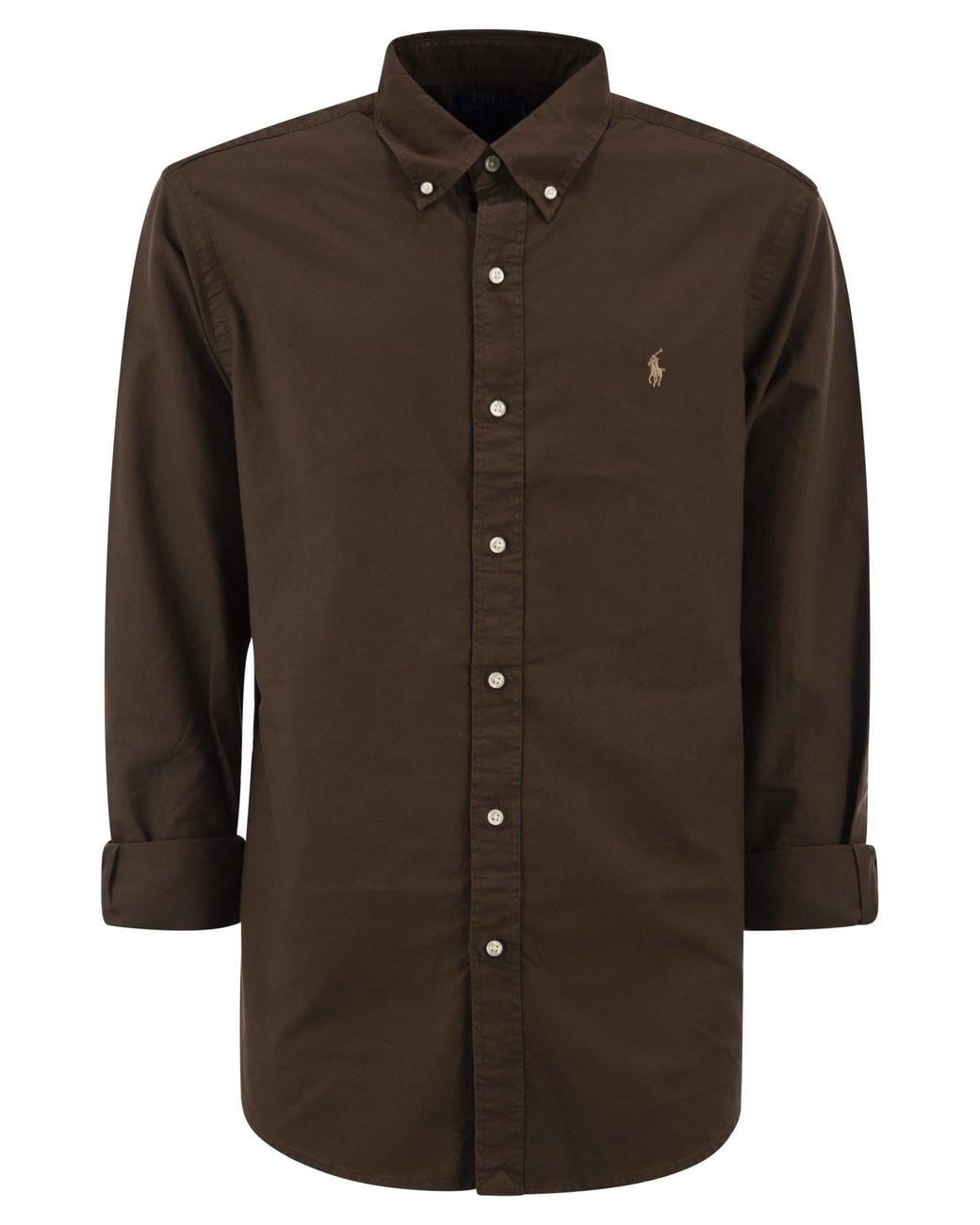 Polo Ralph Lauren Brown Cotton Shirt With Embroidered Logo for men