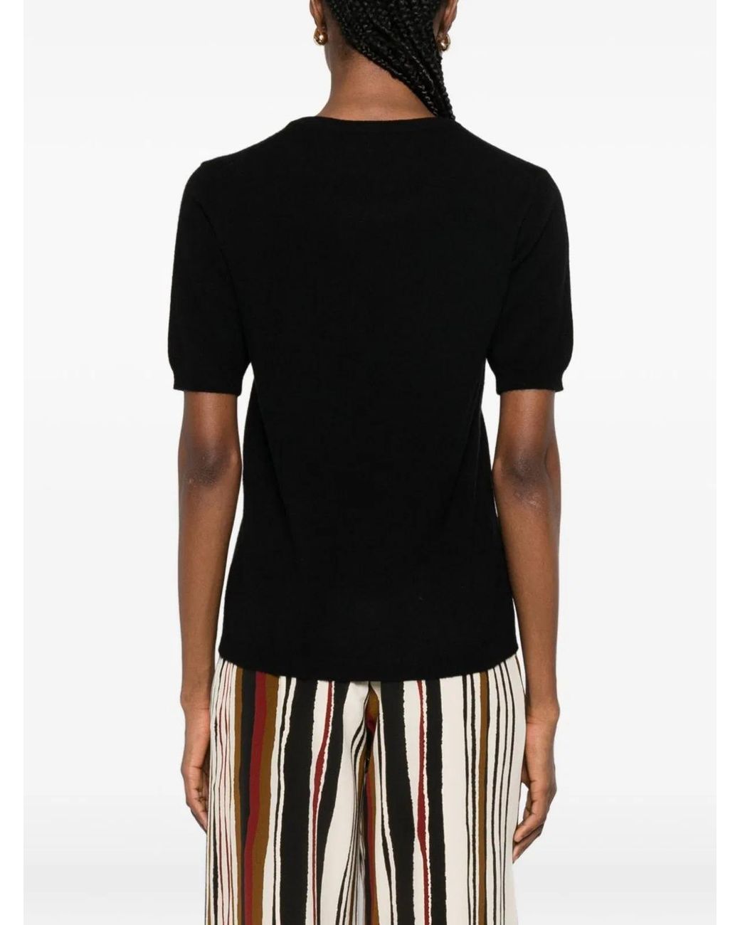 Soft Goat Black Round Neck Short Sleeves