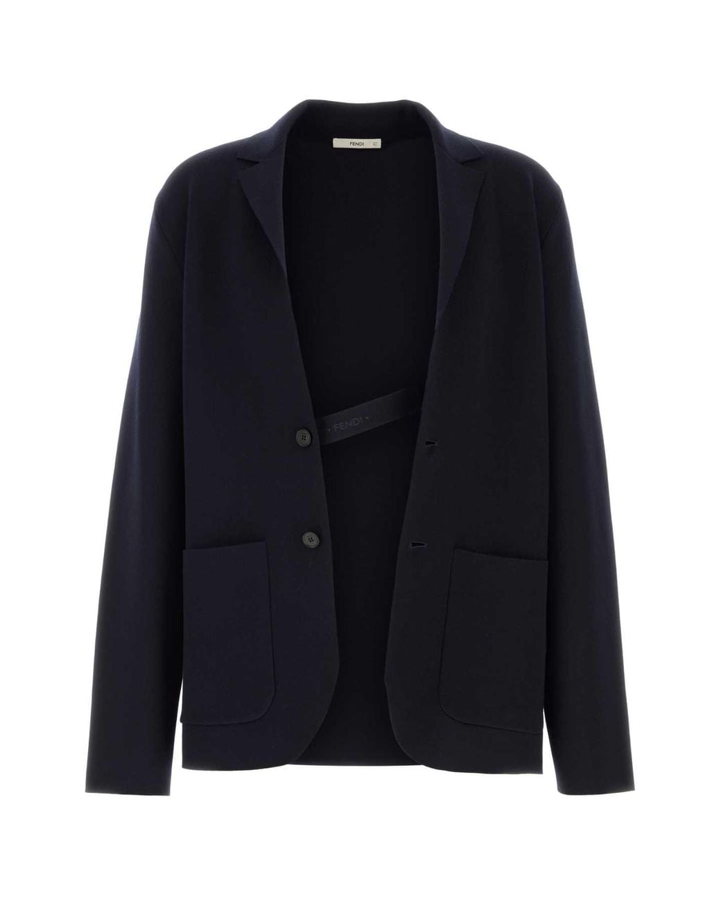Fendi Blue Stretch Wool-Blend Blazer for men