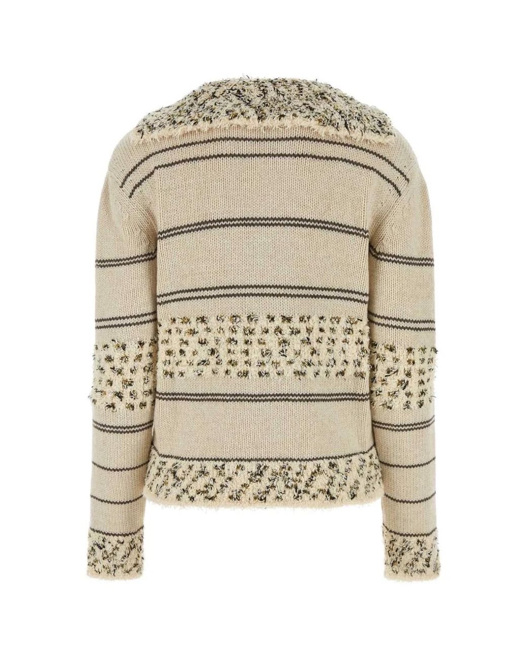Bottega Veneta Natural Embroidered Wool Blend Polo Shirt