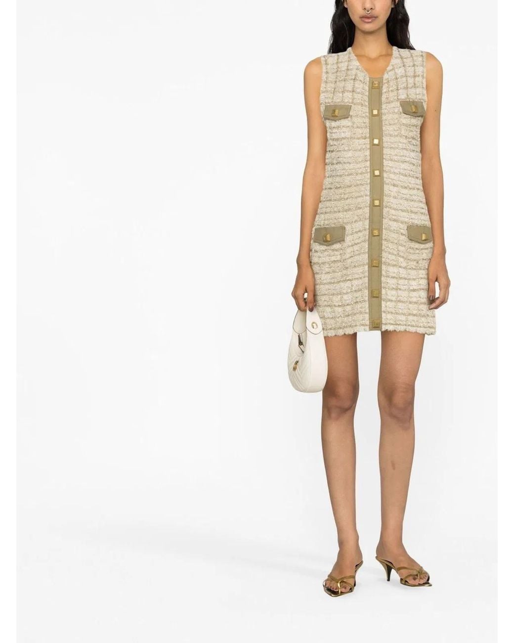 Balmain Natural Nude Tweed Short Dress