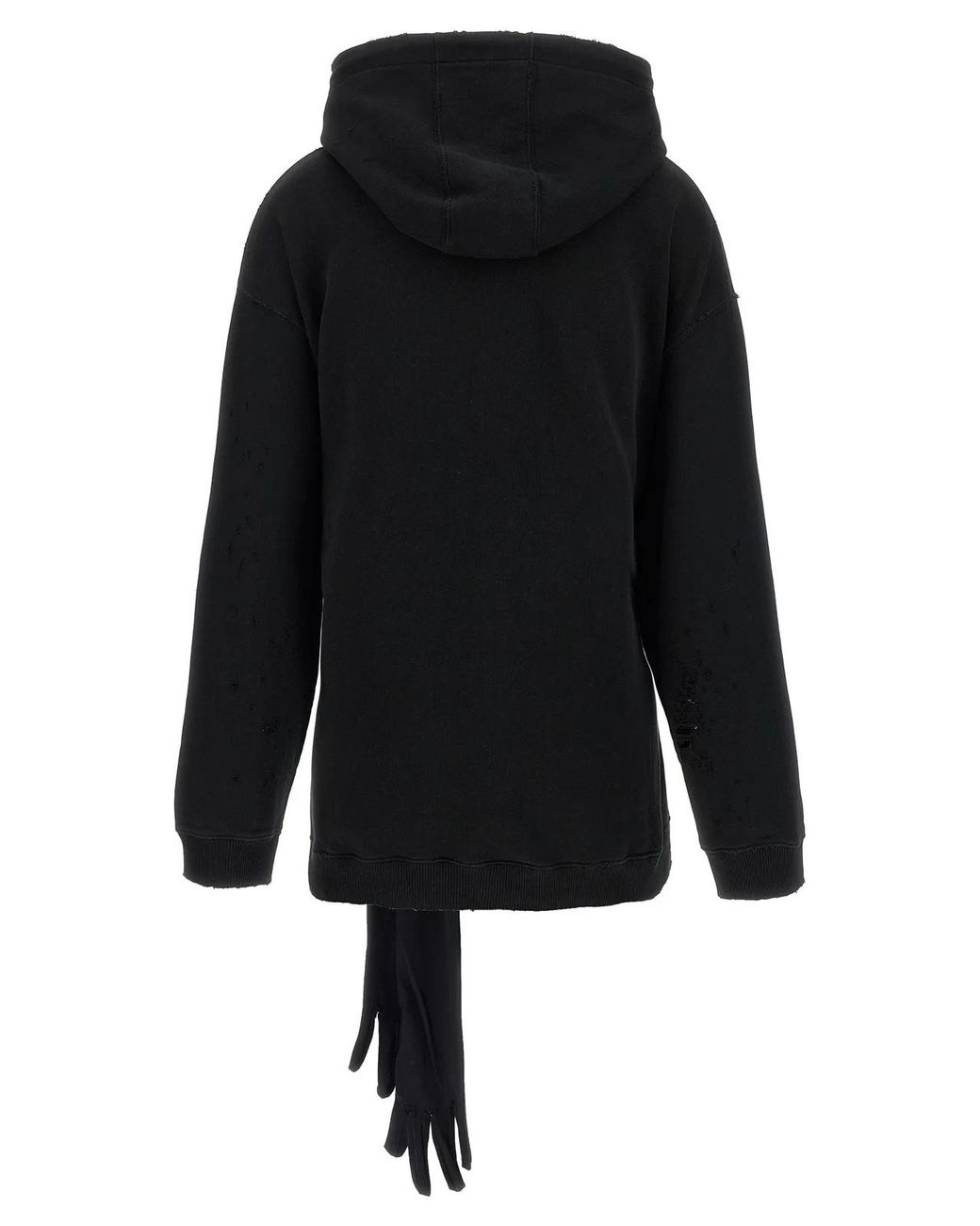 MM6 by Maison Margiela Black Hoodie Dress With Gloves