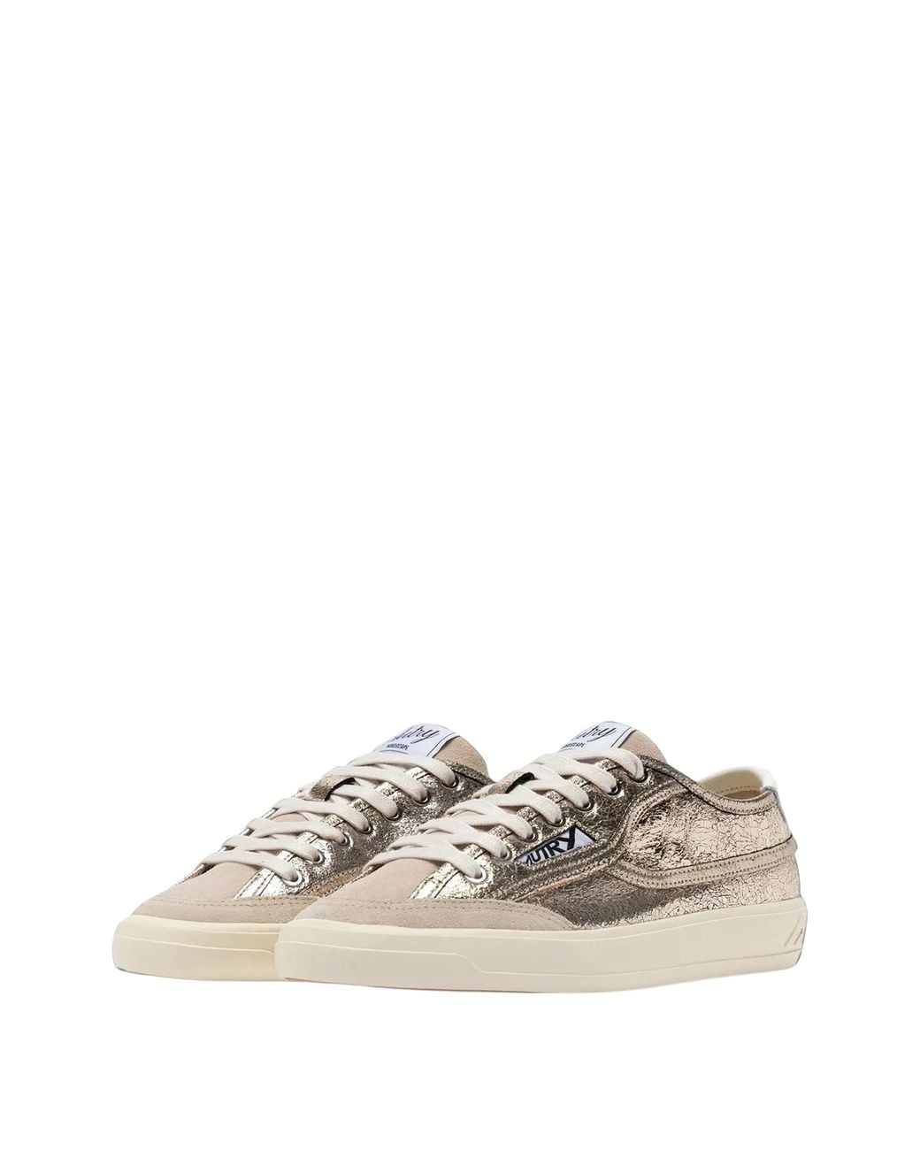 Autry White Windscape Cracked-Leather Suede Sneakers