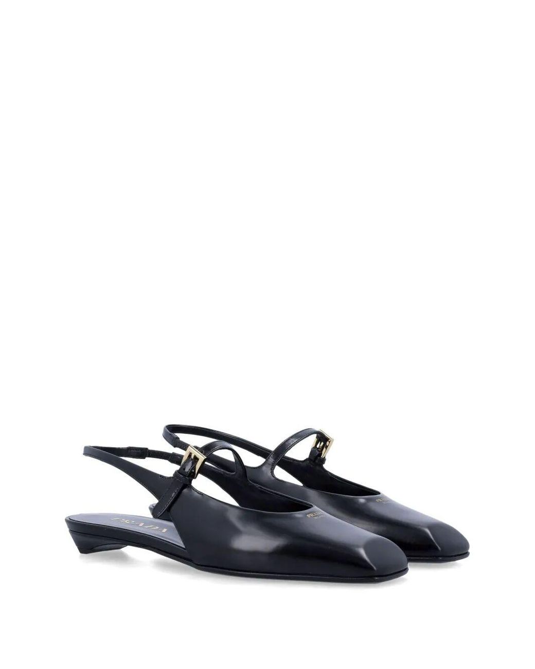 Prada Blue Leather Slingback Ballerinas
