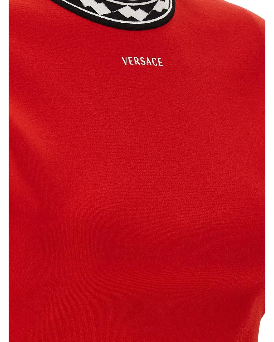 Versace Red Cotton Short Dress
