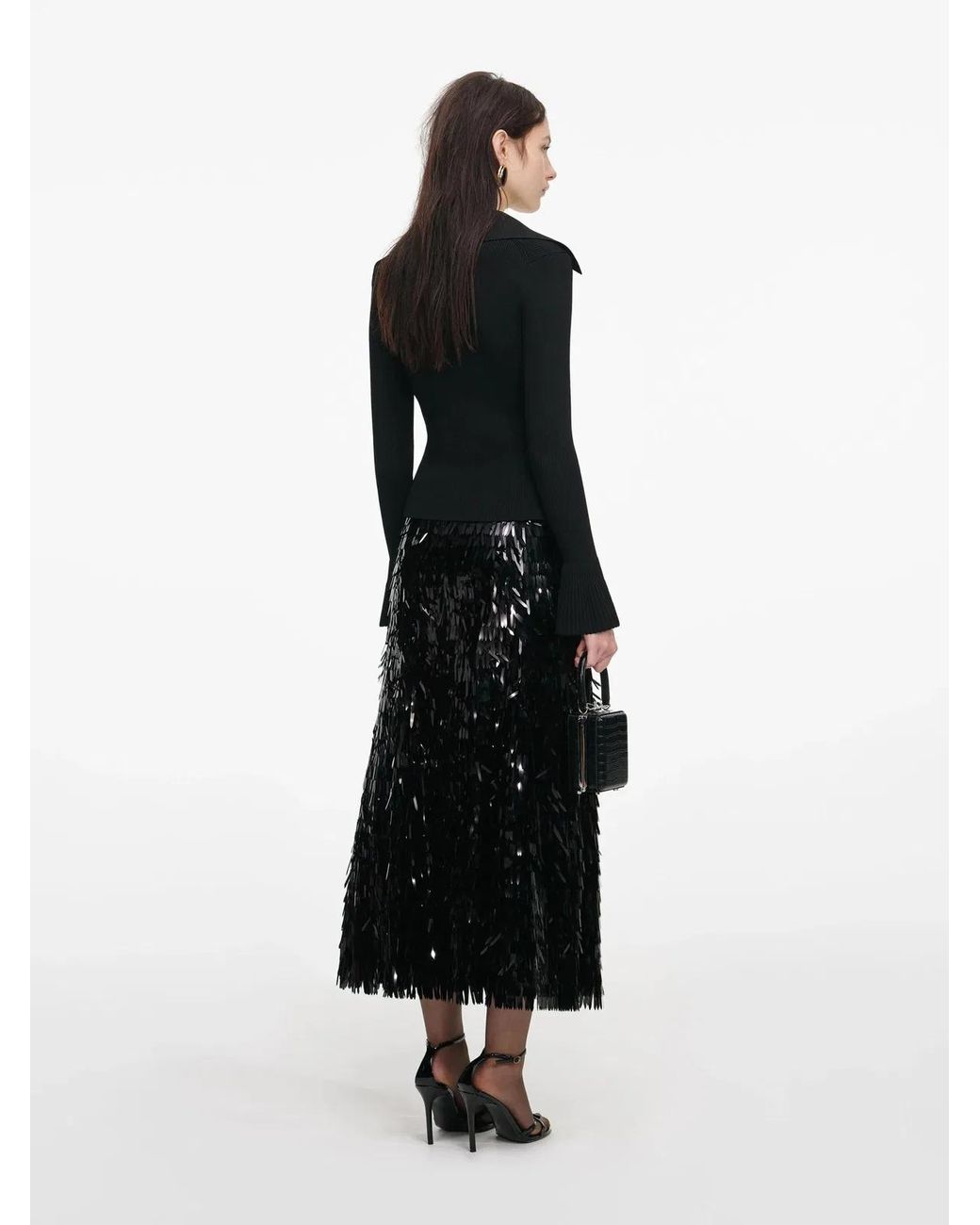 Self-Portrait Black Button Down Knit Top
