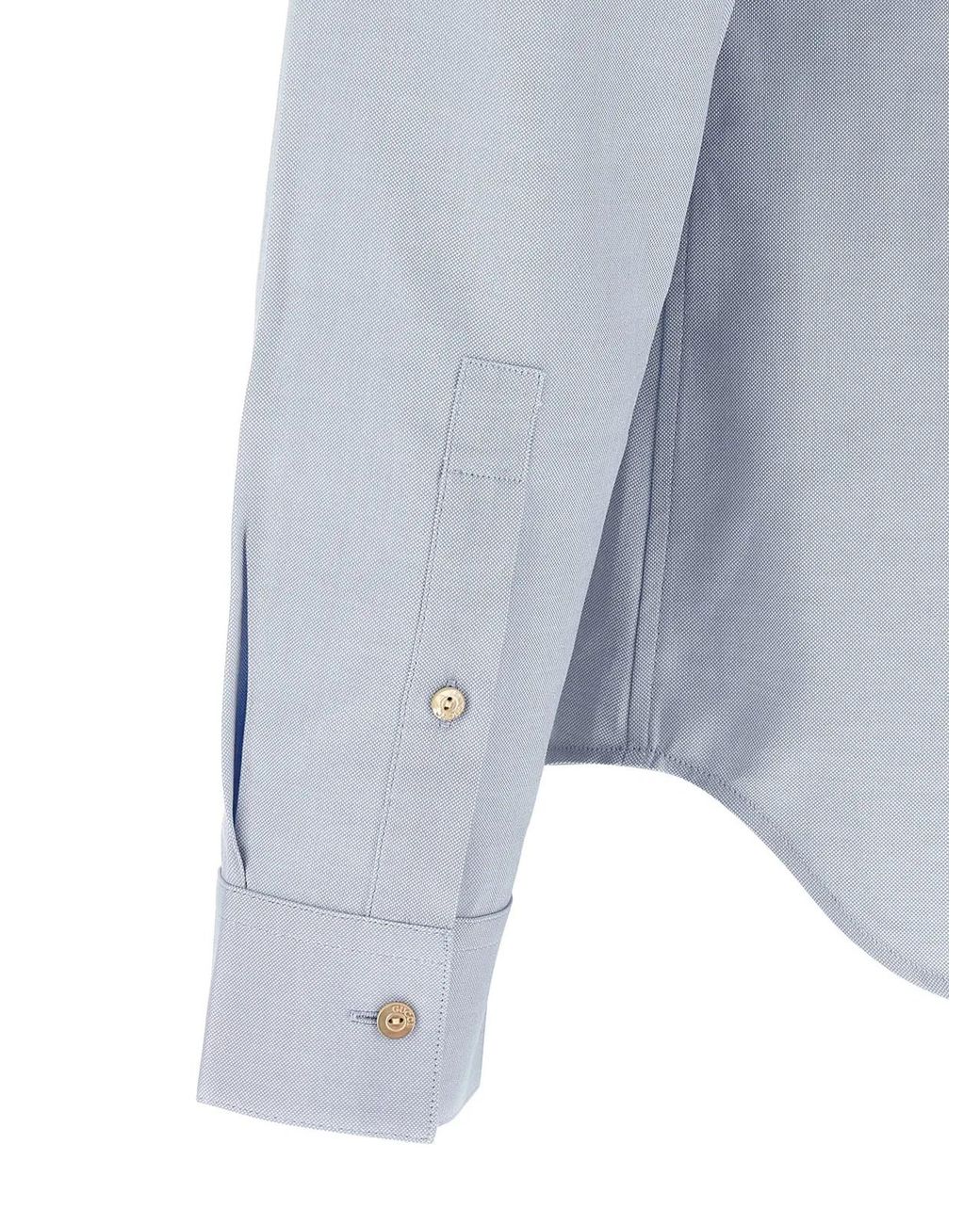 Gucci Blue 'Web' Collar Shirt for men
