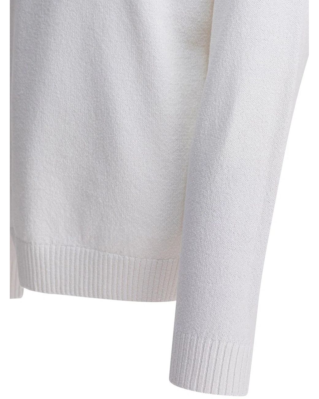 Beams Plus White "Lily Yarn" Crew Neck Sweater for men
