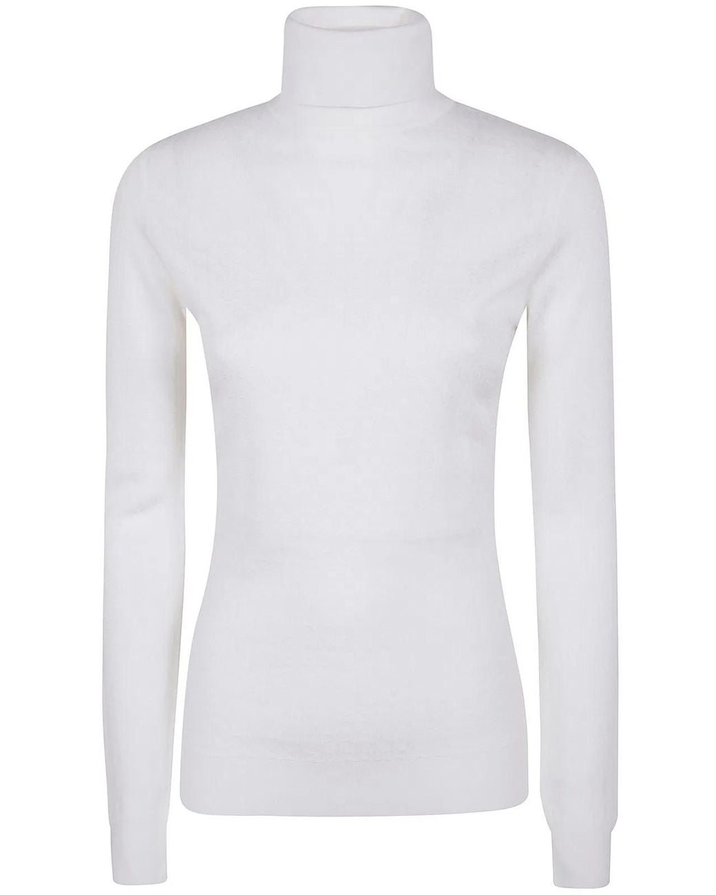 Elisabetta Franchi White Turtleneck Sweater With Logo