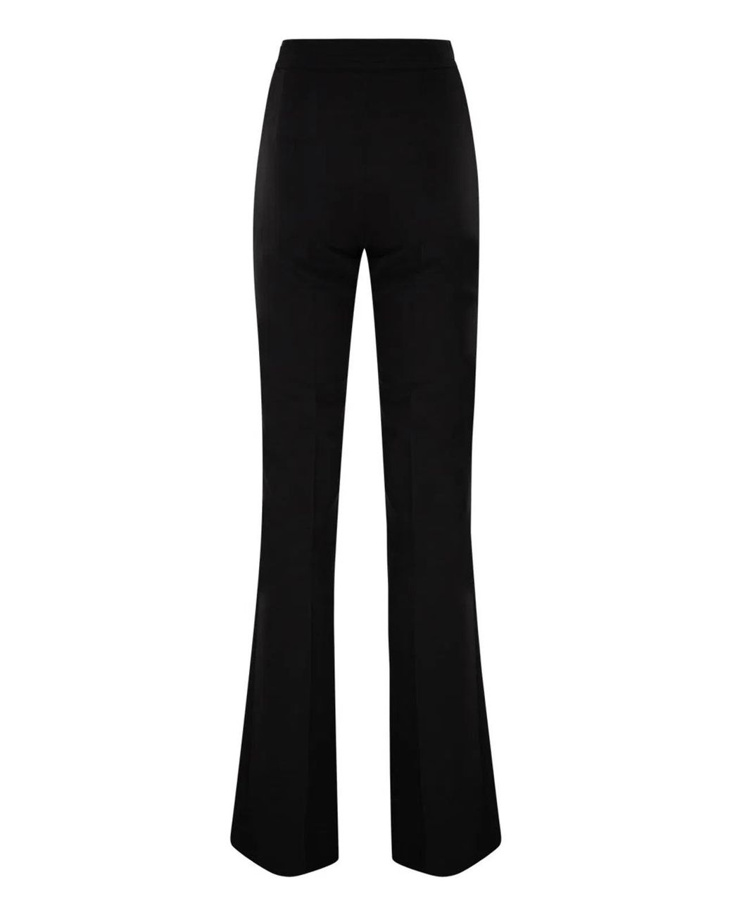 Elisabetta Franchi Black Double Stretch Crepe Trousers With Embroidered Logo