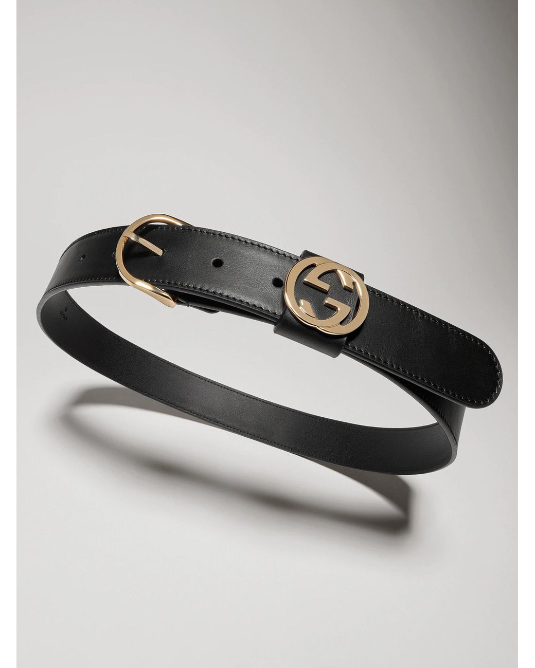Gucci Black Belt With Round Buckle