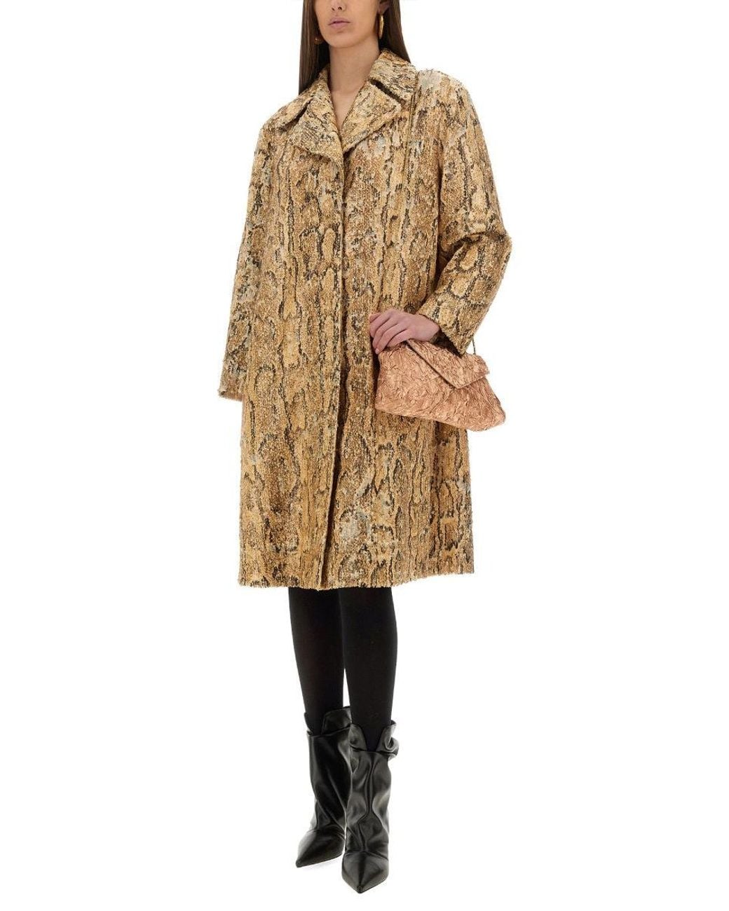 Dries Van Noten Natural Long Coat With Sequins