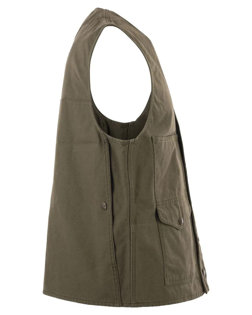 Filson Green Cotton Utility Vest With Patch Pockets for men
