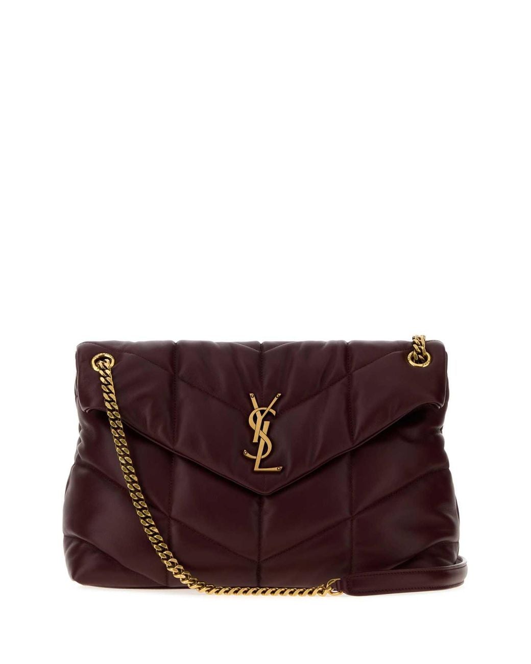 Saint Laurent Purple Medium Nappa Leather Shoulder Handbag, 32Cm X 23Cm X 11Cm With Antiqued Brass Hardware