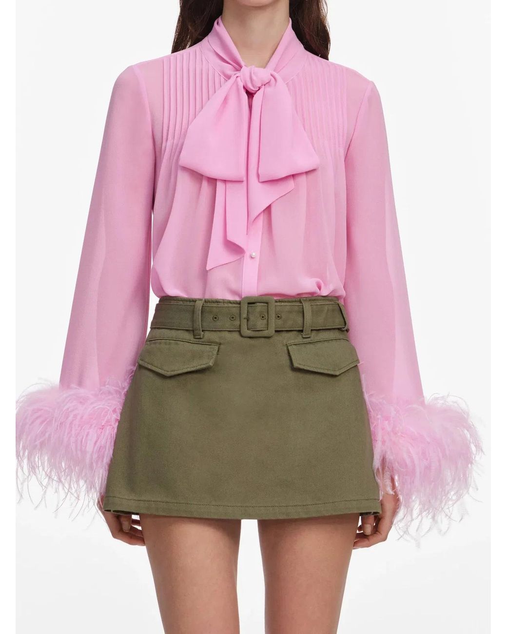 Self-Portrait Pink Denim Utility Skort