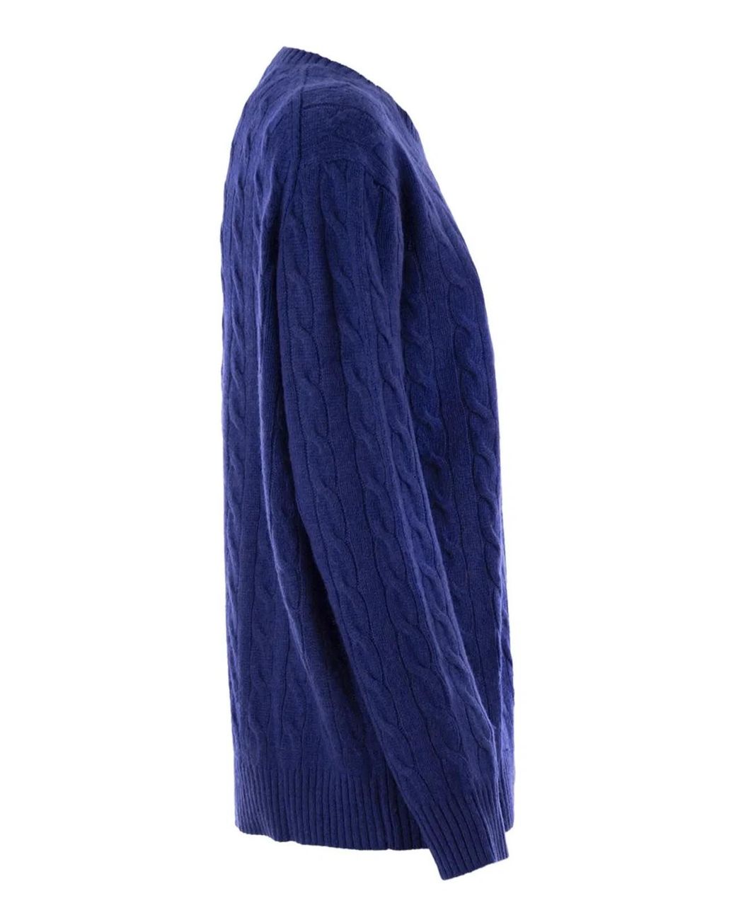 Polo Ralph Lauren Blue Plaited Wool And Cashmere Crew-Neck