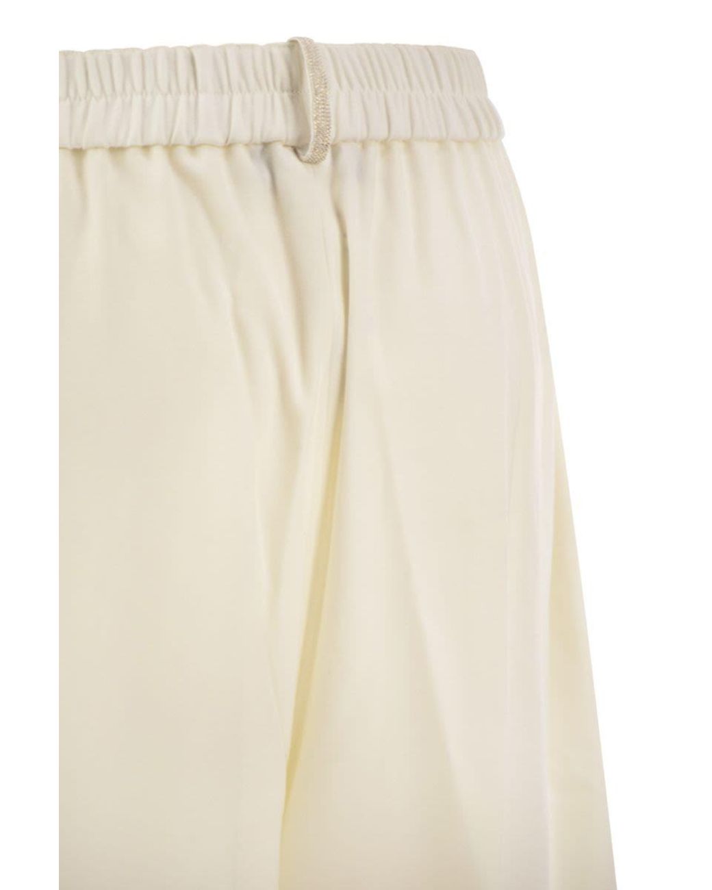 Fabiana Filippi White Stretch Virgin Wool Trousers With Elasticated Waistband