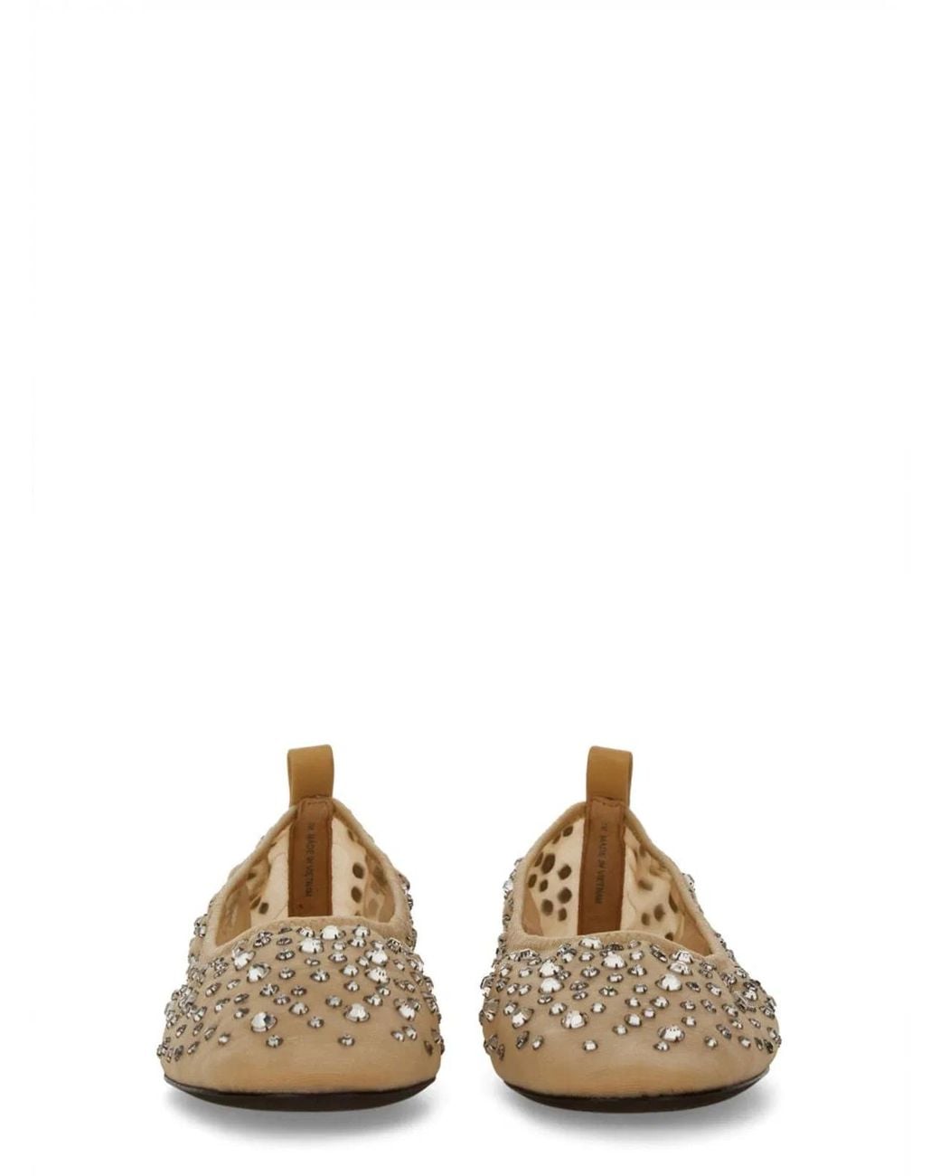 Tory Burch Natural Ballet Flats With Crystal Detail