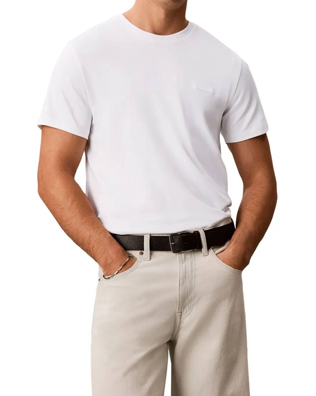 Calvin Klein White T-Shirt Slim Supima Logo Patch for men