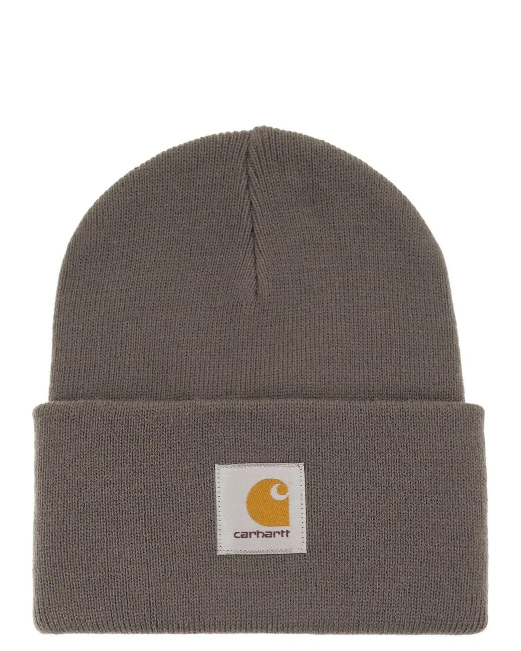 Carhartt Gray Hat With Turn-Up And Logo Label