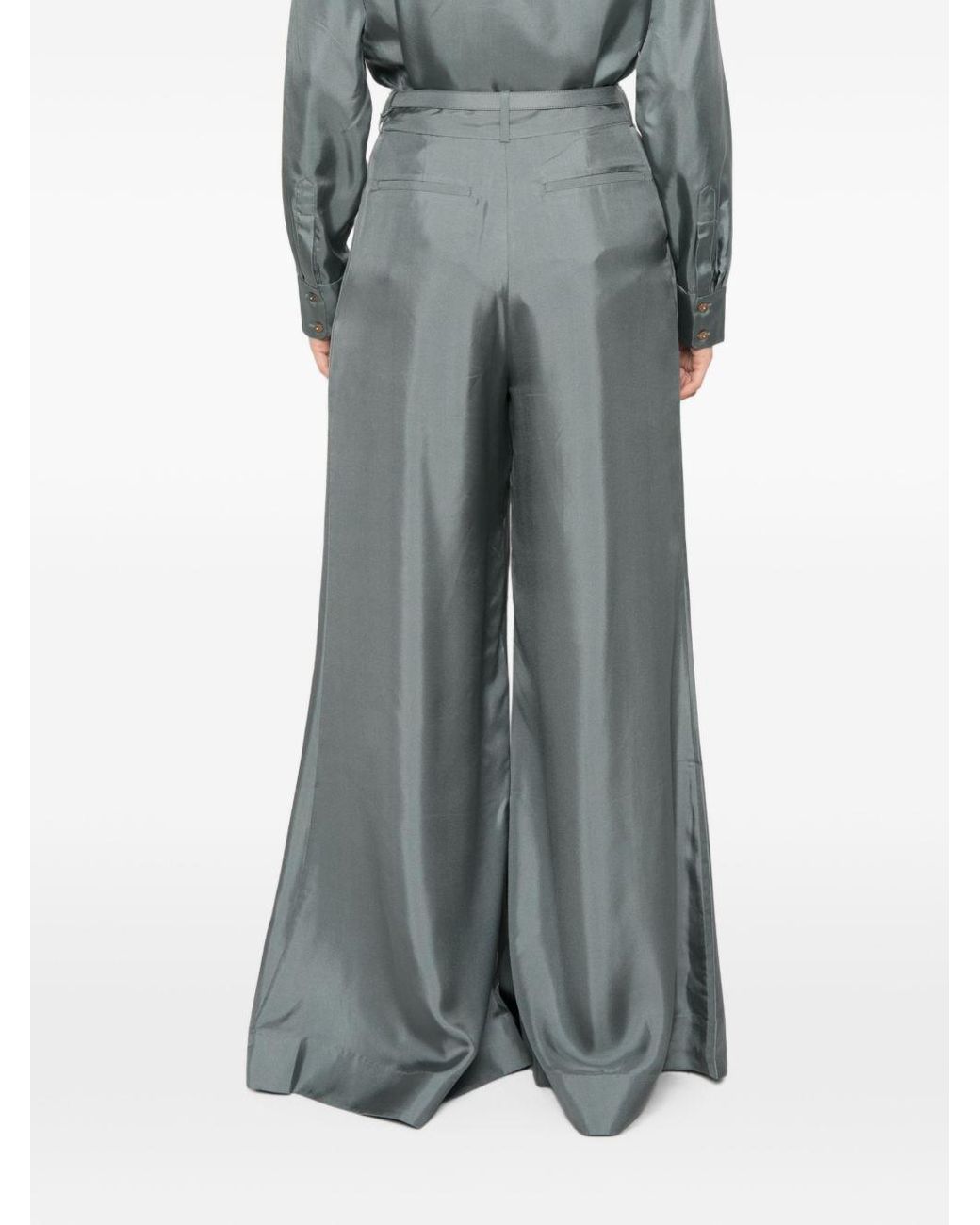 Zimmermann Blue Silk Wide-Leg Trousers