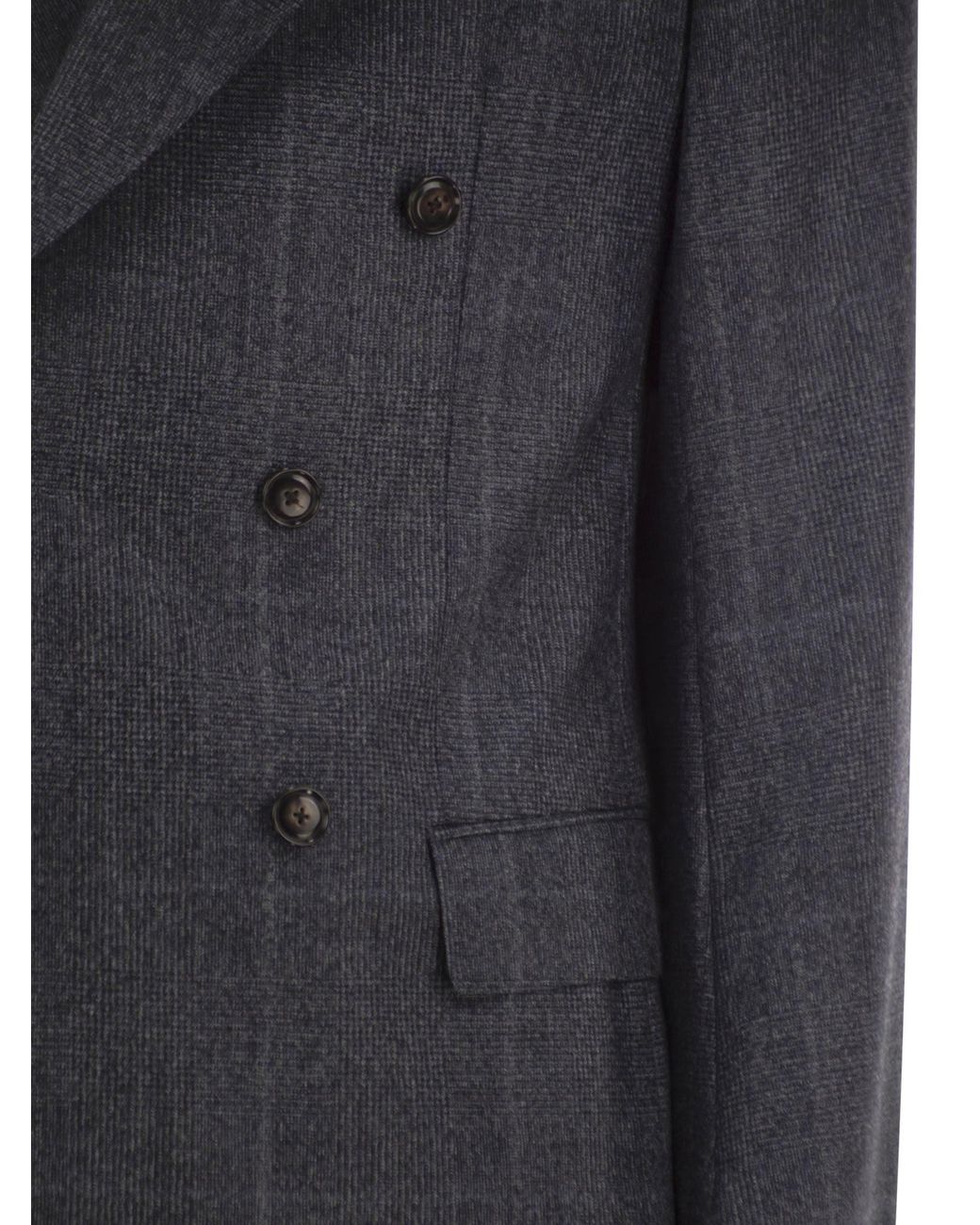 Boss Black Virgin Wool Double-Breasted Suit With Check Pattern for men