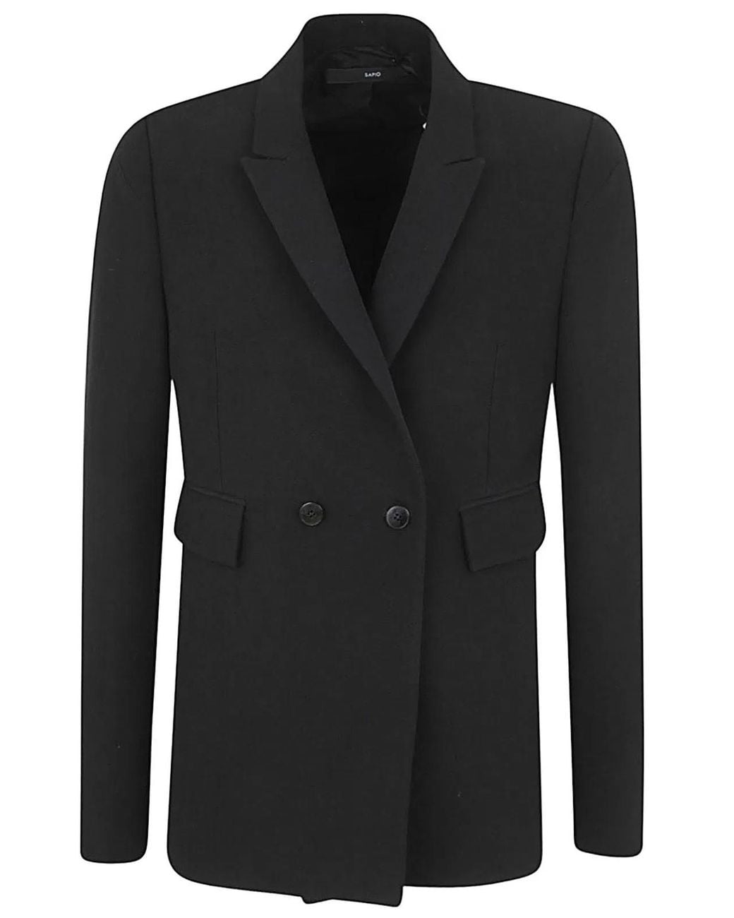SAPIO Black Panama Long Jacket for men