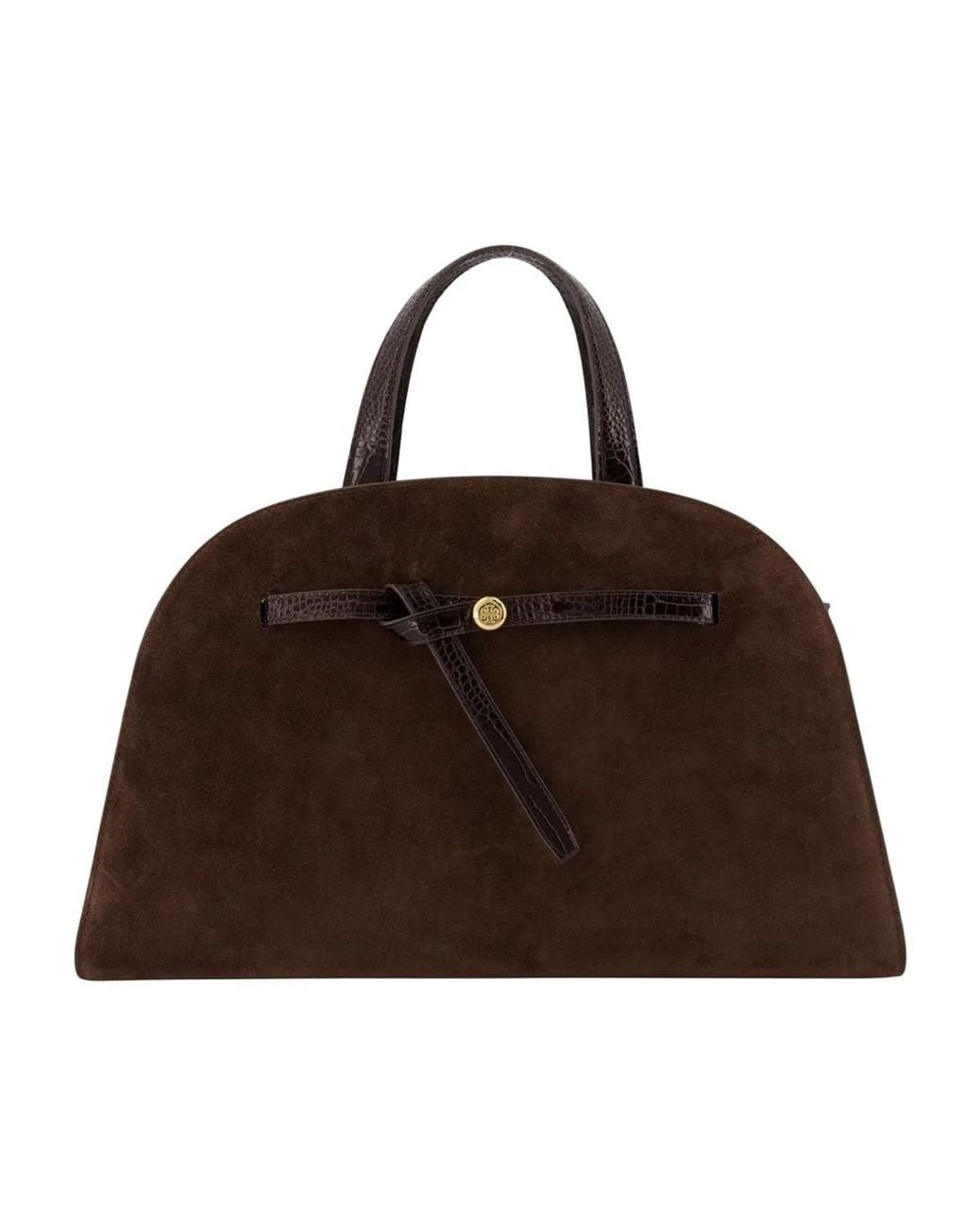 Tory Burch Brown Romy Suede Leather Boston Bag