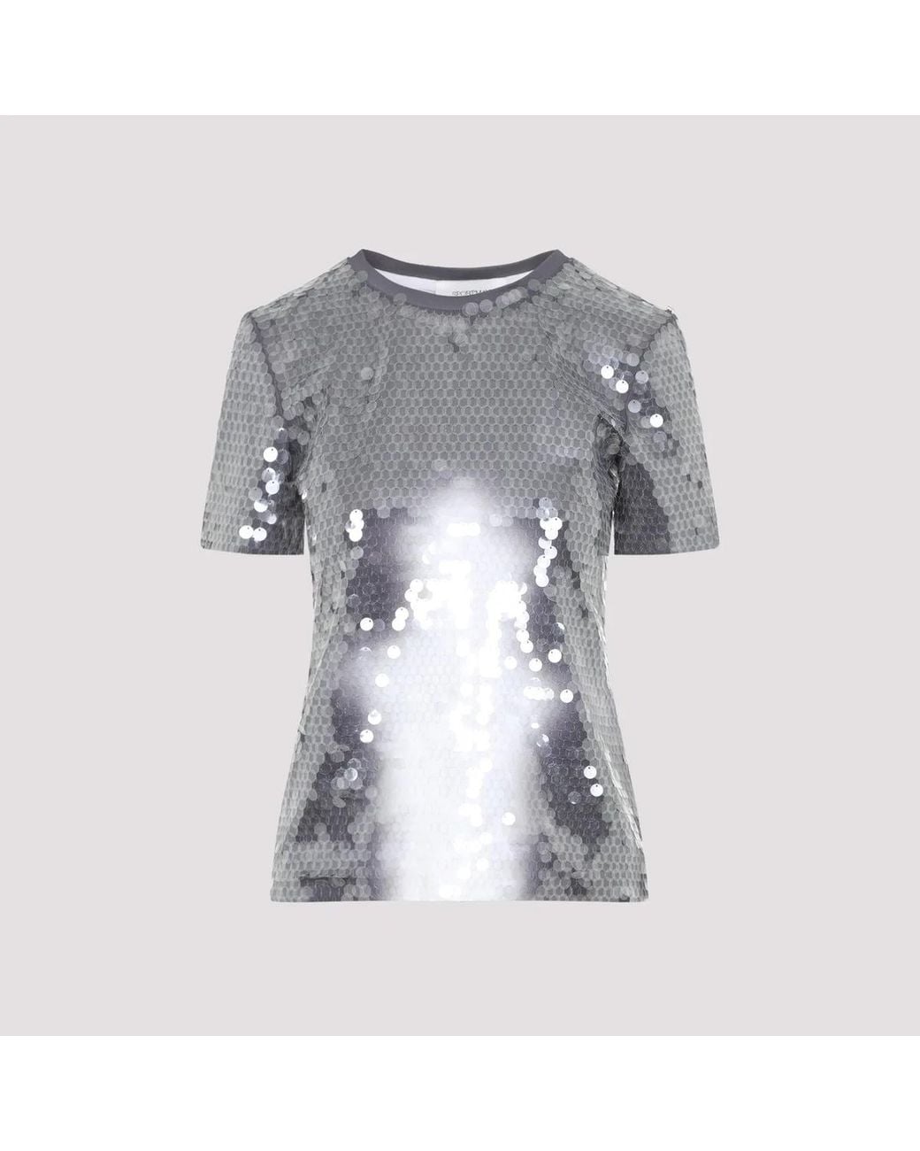 Max Mara Gray Kibbutz Sequined T-Shirt