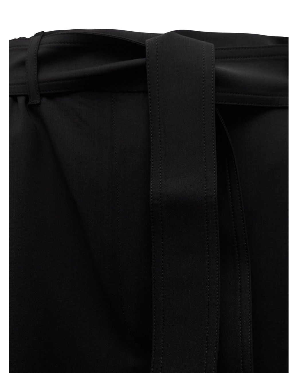 Max Mara Black Pure Virgin Wool Wide-Leg Trousers With Tie Belt