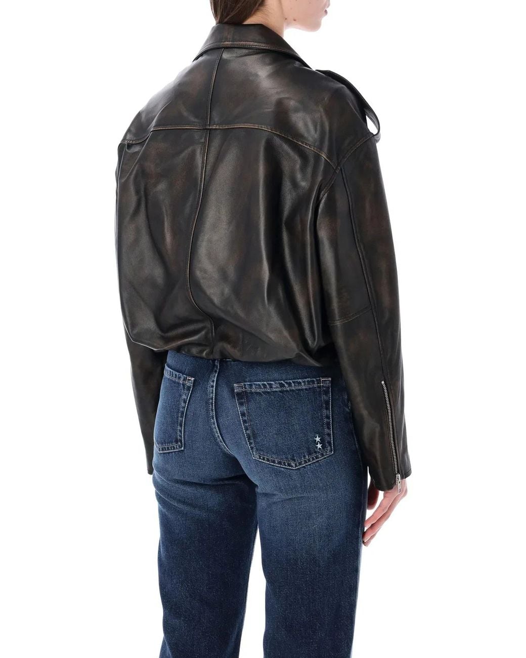 S.W.O.R.D Black Elastic Hem Leather Jacket