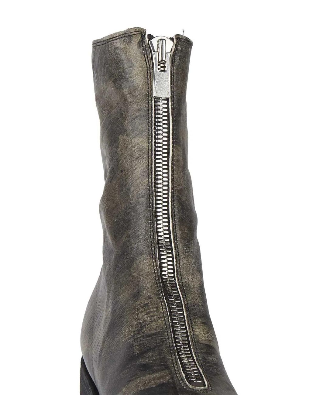 Guidi Gray Leather Boots With Front Zip for men