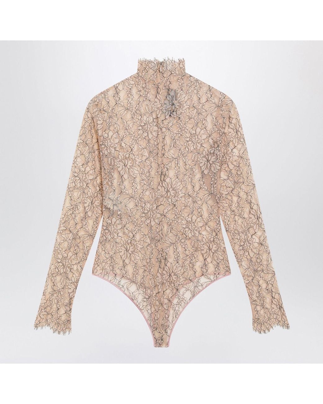 Valentino Garavani Natural Nude Rebrodé Lace Bodysuit