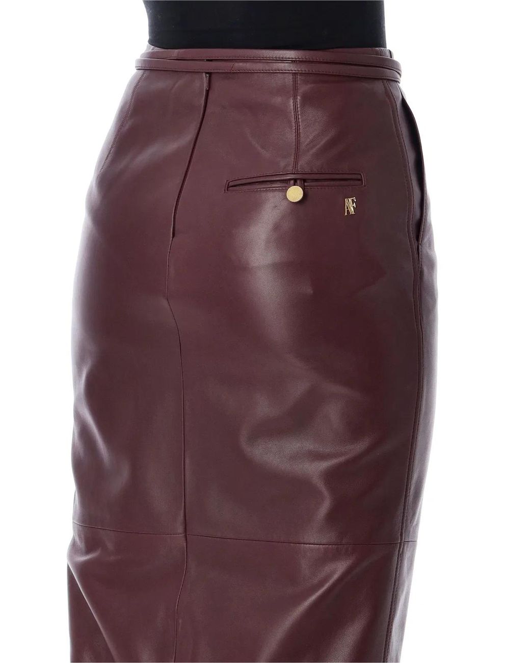 Alberta Ferretti Red Alberta Ferretti Leather Midi Skirt