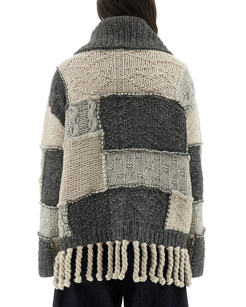 Ganni Gray Patchwork Jersey With Bangs