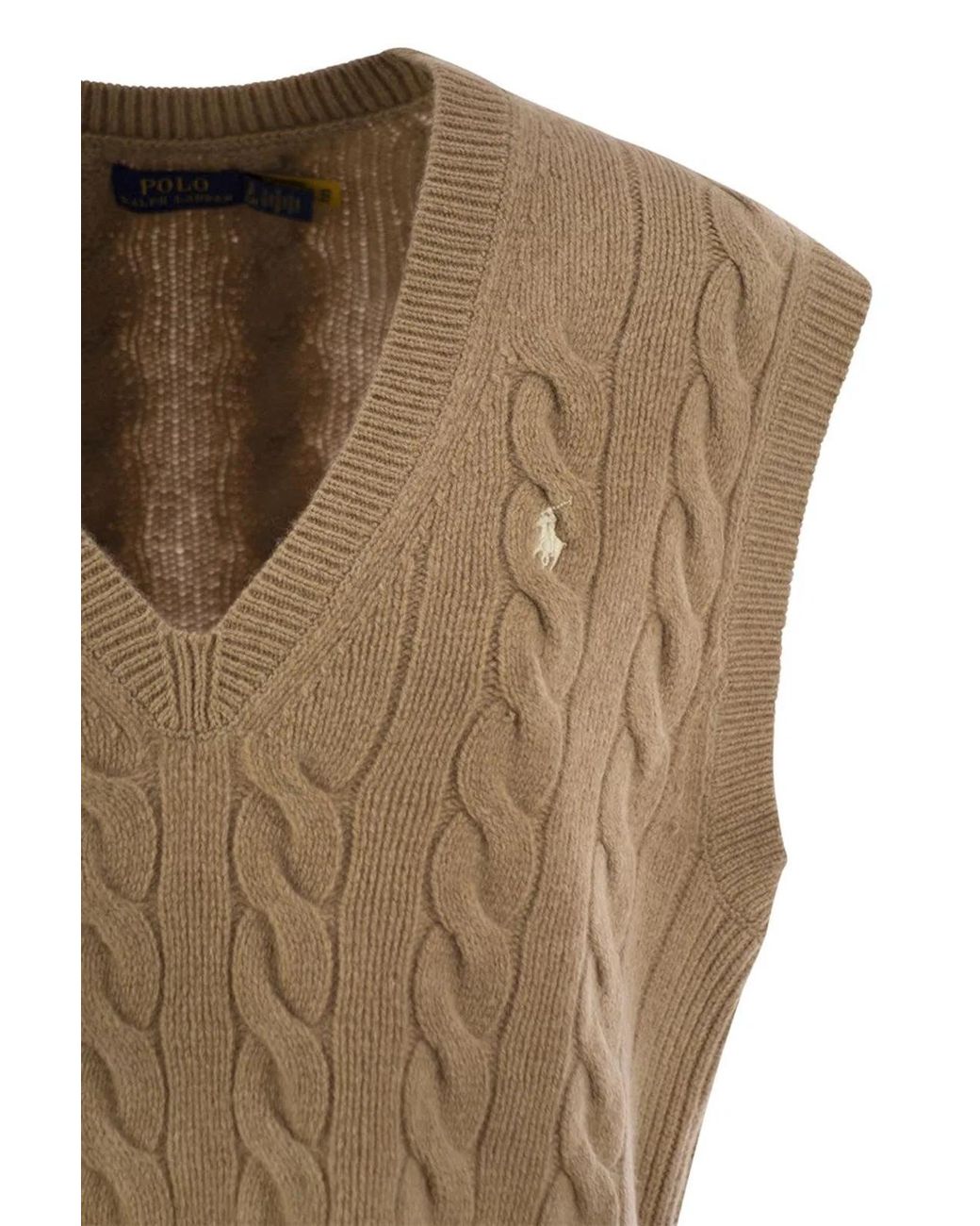 Polo Ralph Lauren Brown Wool And Cashmere Cable-Knit Vest