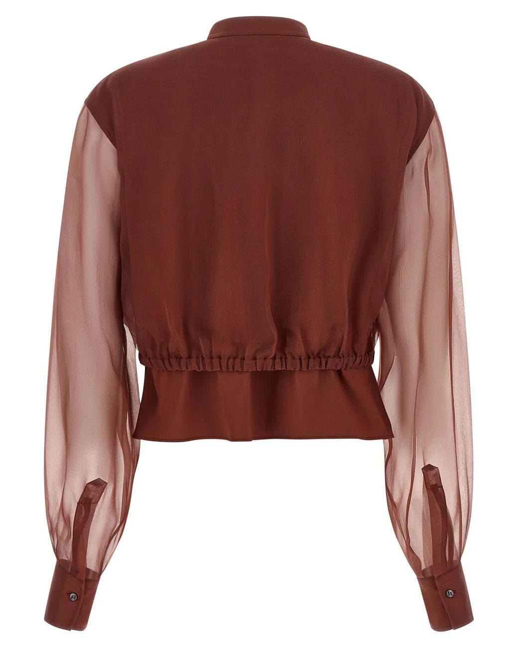 Brunello Cucinelli Brown Silk Sleeves Blouse