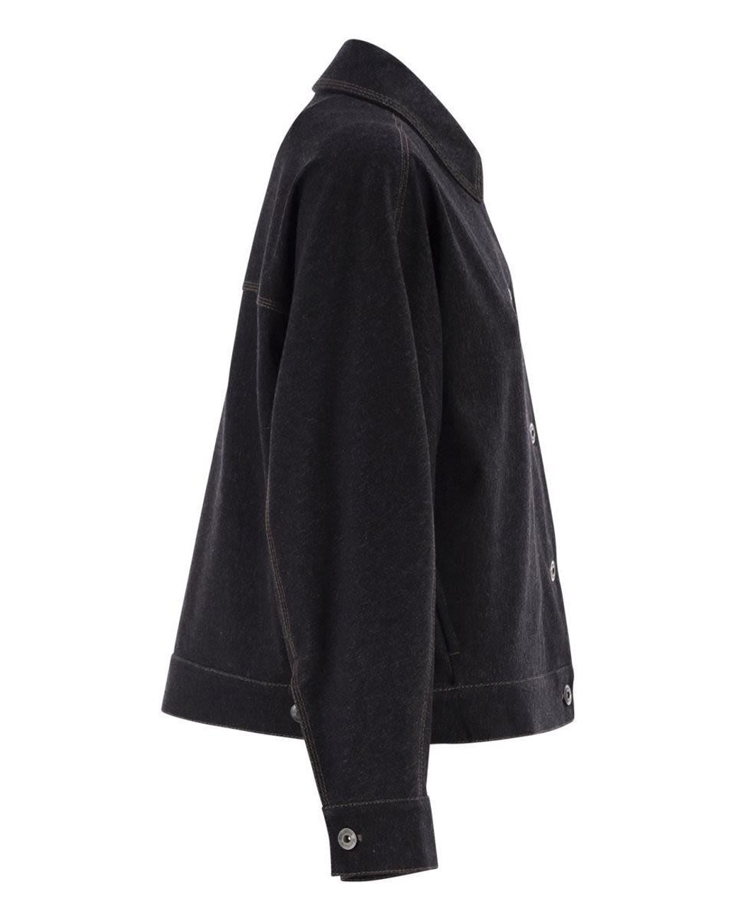 Max Mara Pure Black Denim Print Jersey Jacket